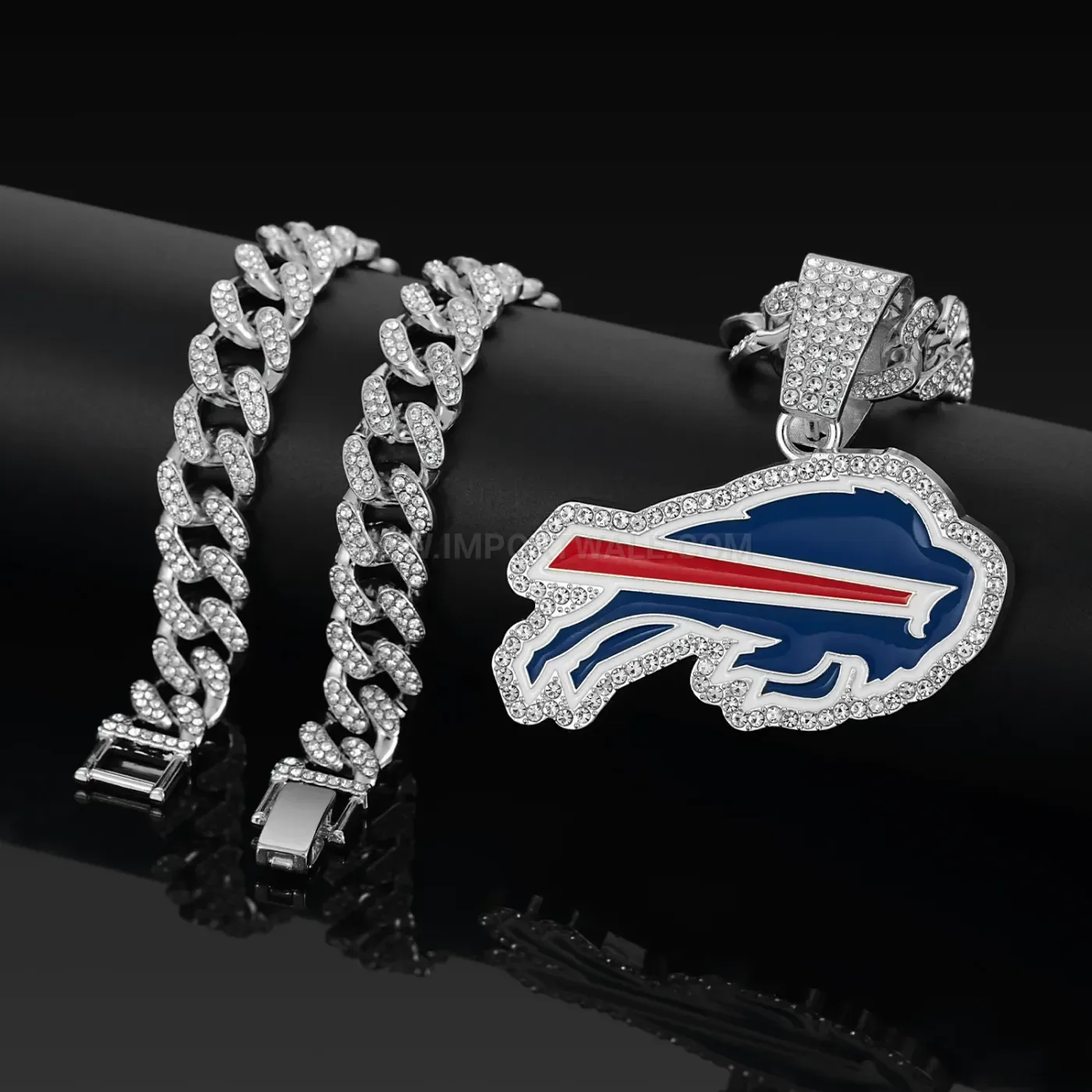 Iced Out Football Team Pendant with Cuban Chain Collar