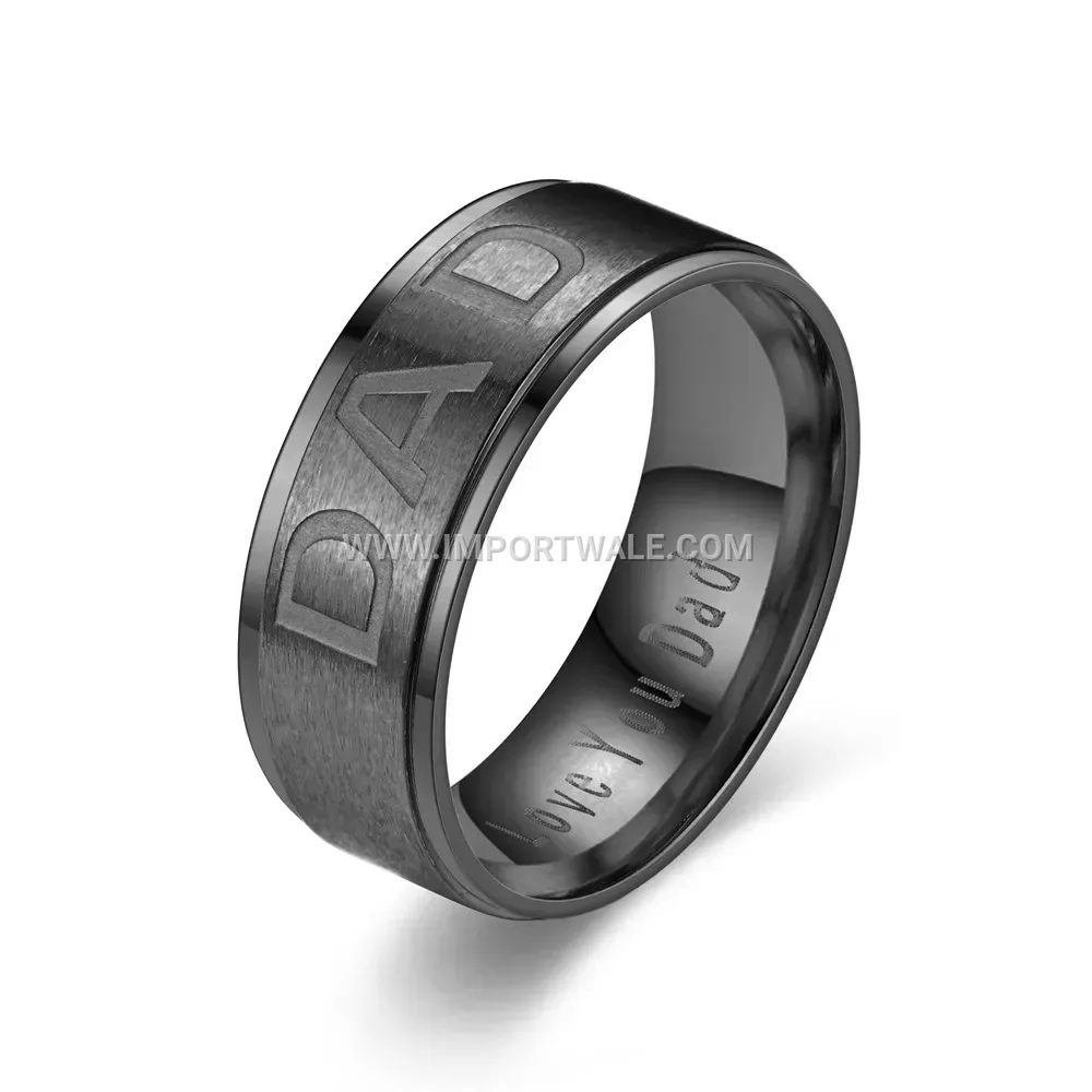 Stainless Steel Engraved Alphabet Letter Band Ring