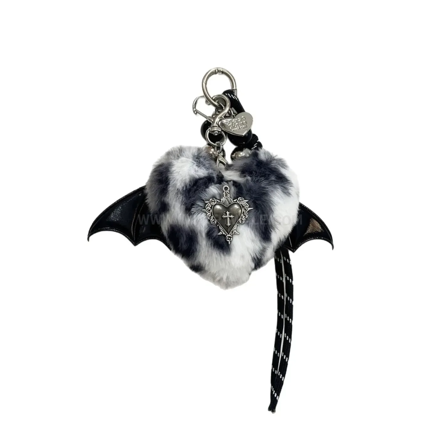 Plush Heart Devil Wing Gothic Charm Keychain