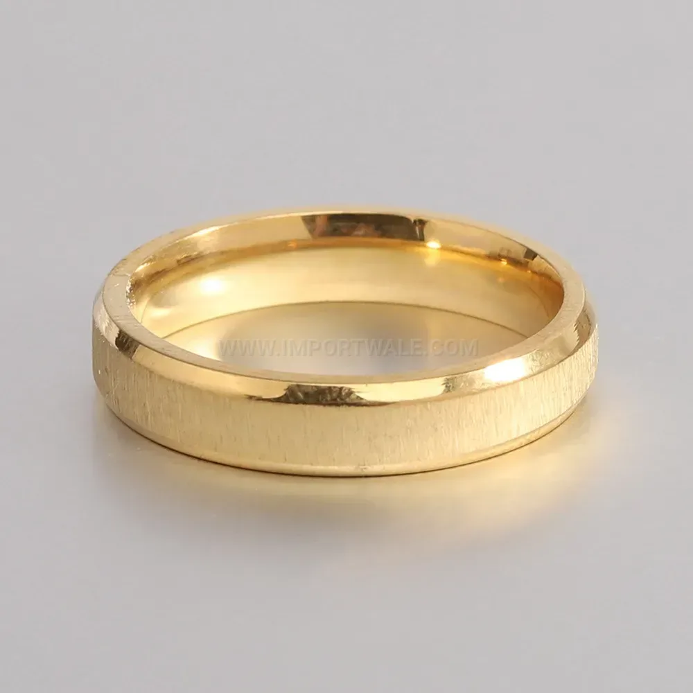 Premium Frosted Matte 18K Gold Stainless Steel Band Ring