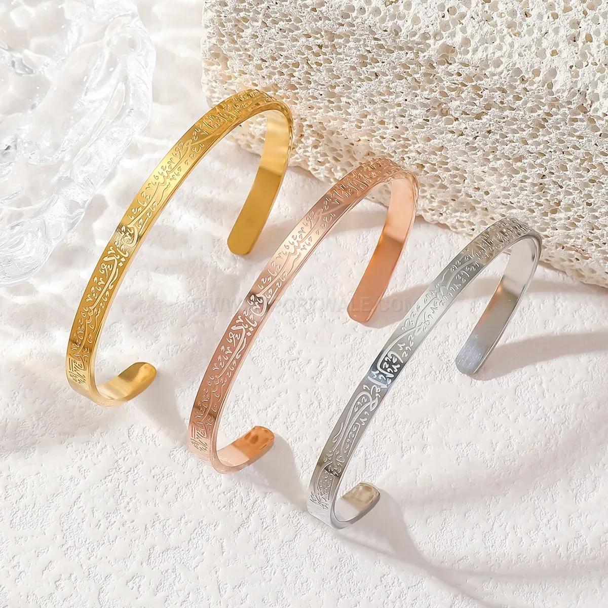 Waterproof Ayatul Kursi Stainless Steel Calligraphy Bangle