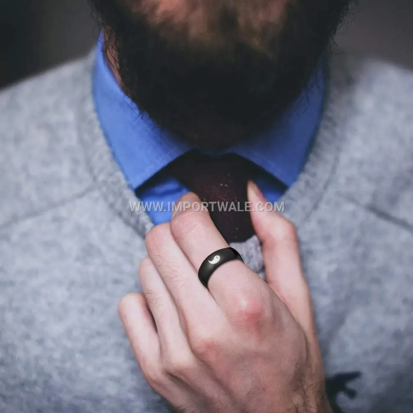 Yin Yang Bagua Engraved Stainless Steel Band Ring