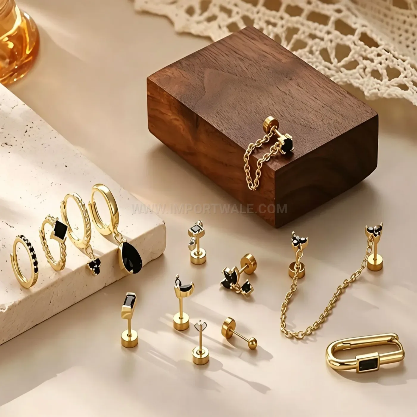 Stylish Stainless Steel Flat Back Geometric Stacking Earring Set