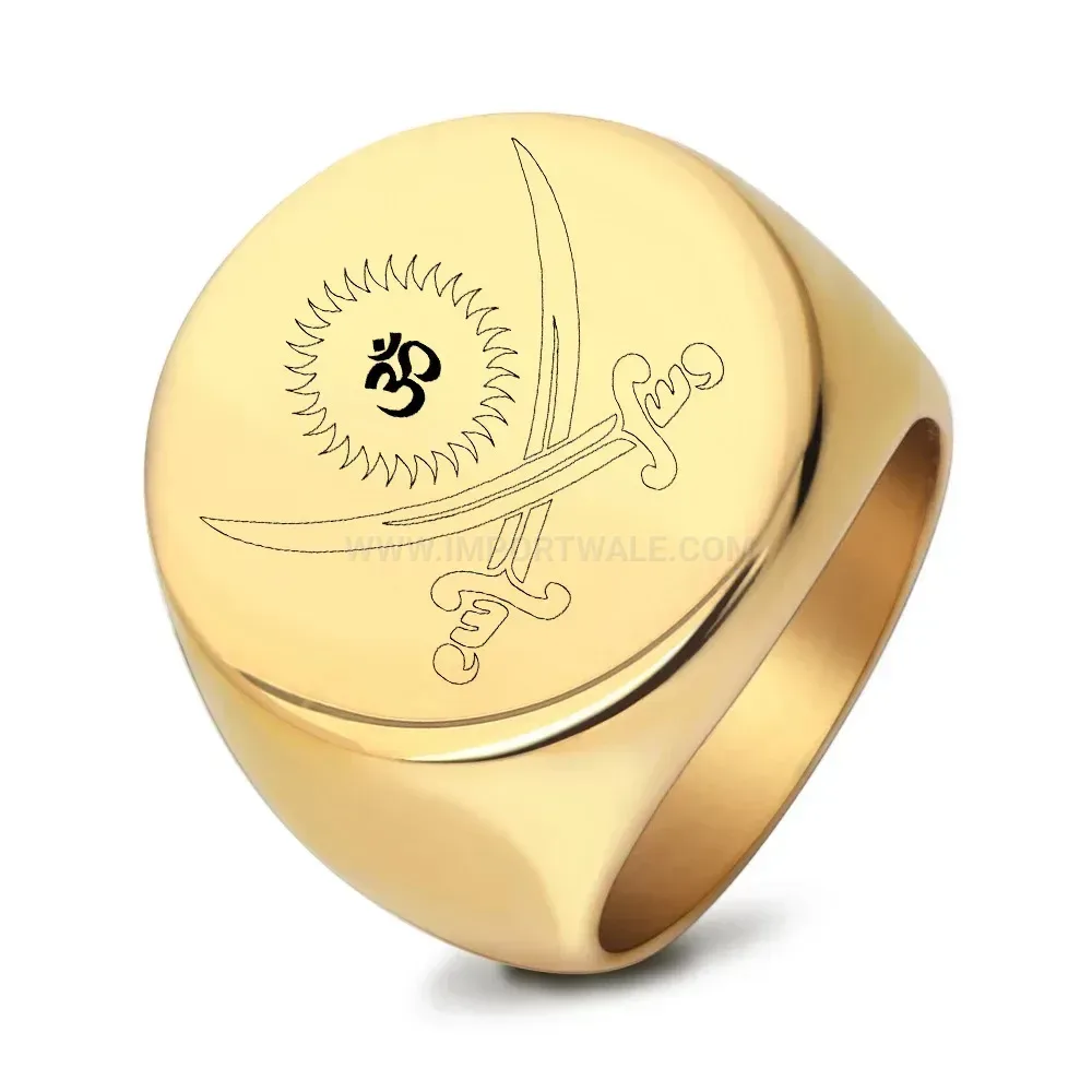 Stylish Laser Engraved Crossed Swords Stainless Steel Signet Ring