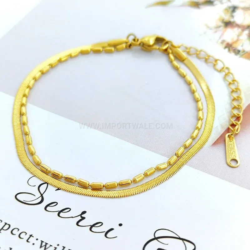 Gold Plated Stainless Steel Tree of Life Beaded Bracelet