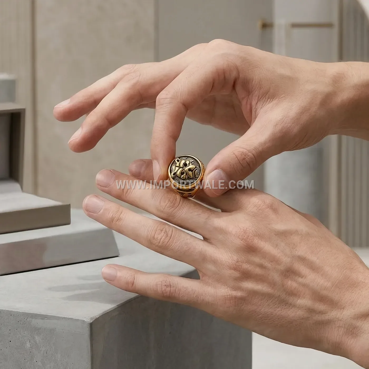 Sculpted Vintage Lion Head Stainless Steel Statement Ring for Men