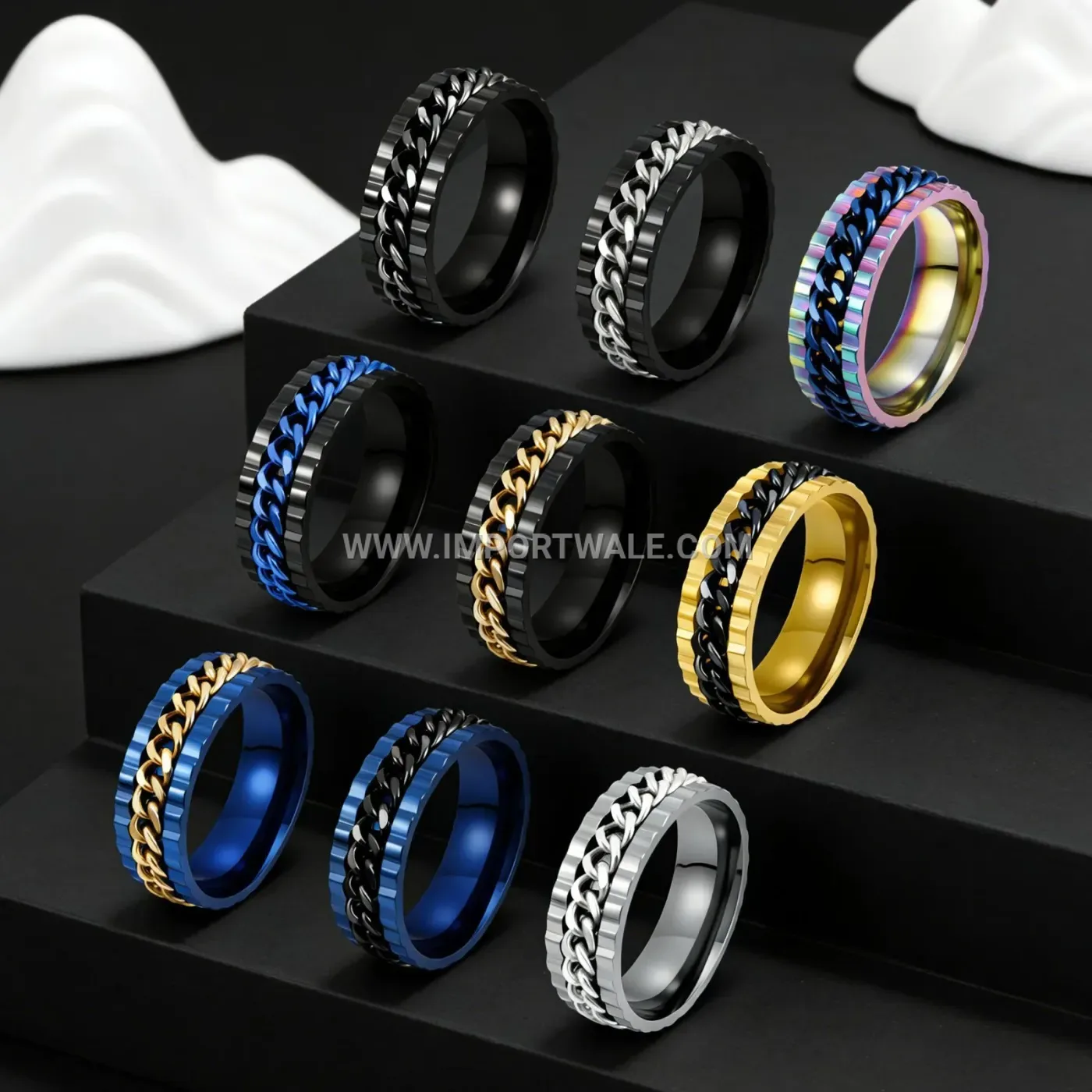 Rotatable Stainless Steel Chain Spinner Band Ring