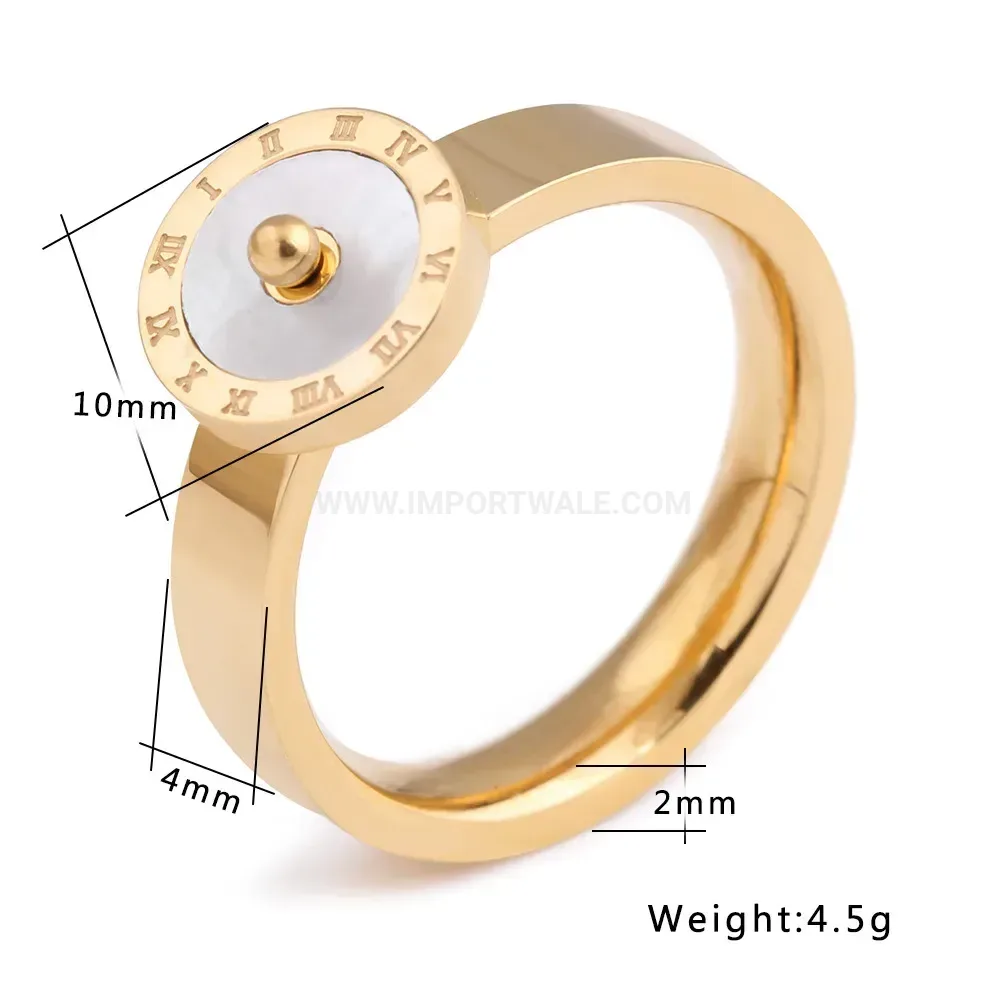 Trendy Vintage Stainless Steel Roman Numeral Compass Band Ring