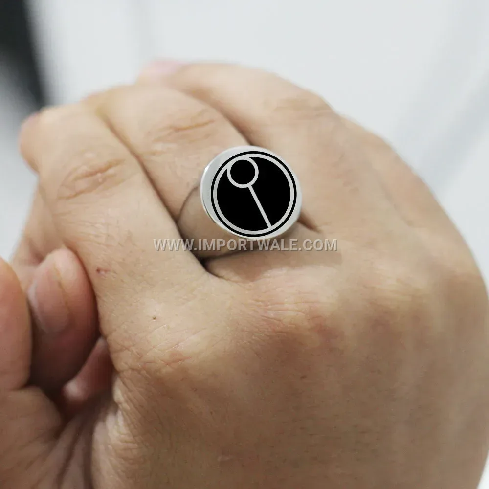 Minimalist Polished Stainless Steel Round Signet Ring