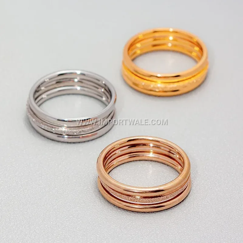 Minimalist Stainless Steel Triple Interlocking Plain Band Ring