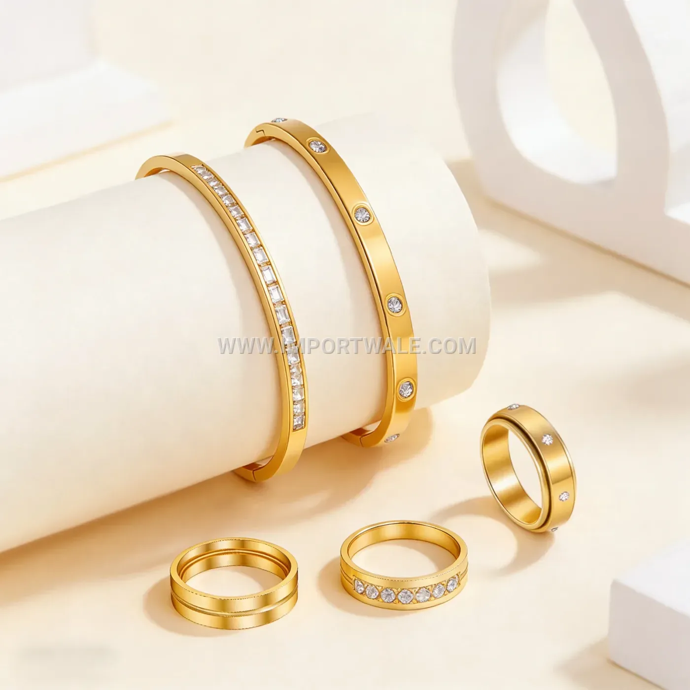 Crystal Accent Stainless Steel Jewelry Set