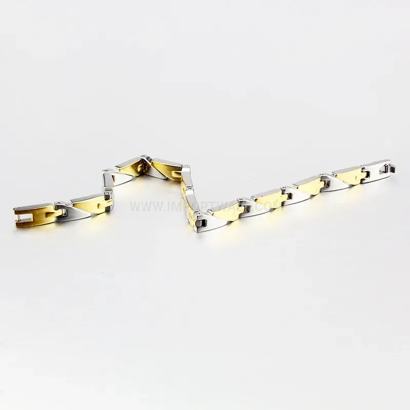 Modern Men Geometric Two-Tone Titanium Steel Bio Magnetic Bracelet