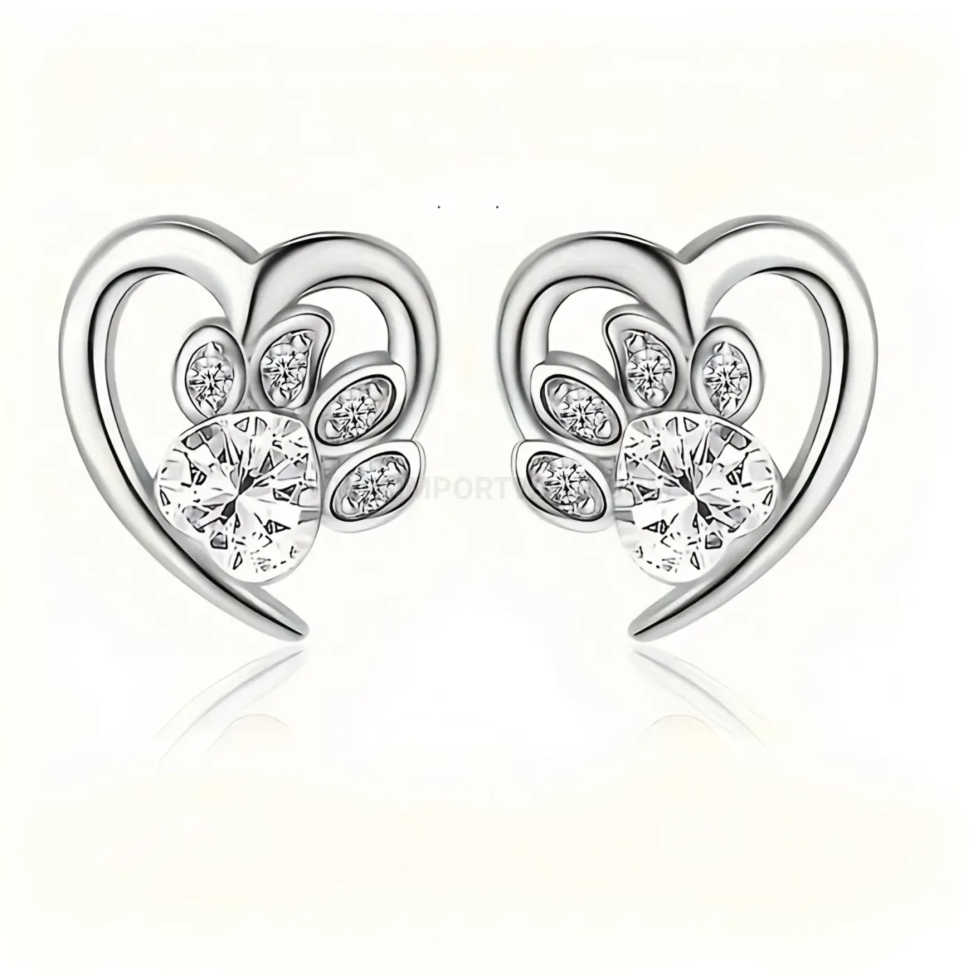 Fashion Stainless Steel Cute Heart Paw Print Cartilage Piercing Stud