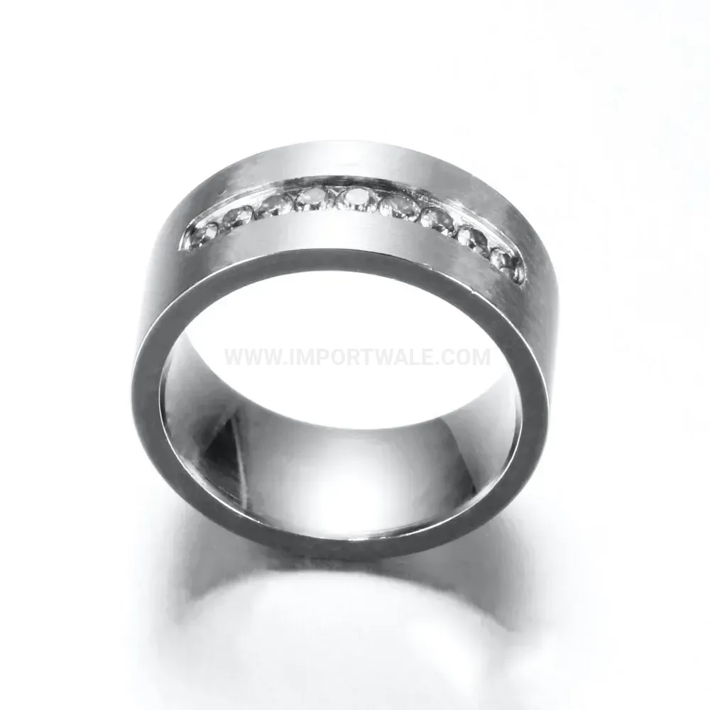 Premium Single Row Cubic Zirconia 8mm Stainless Steel Band Ring
