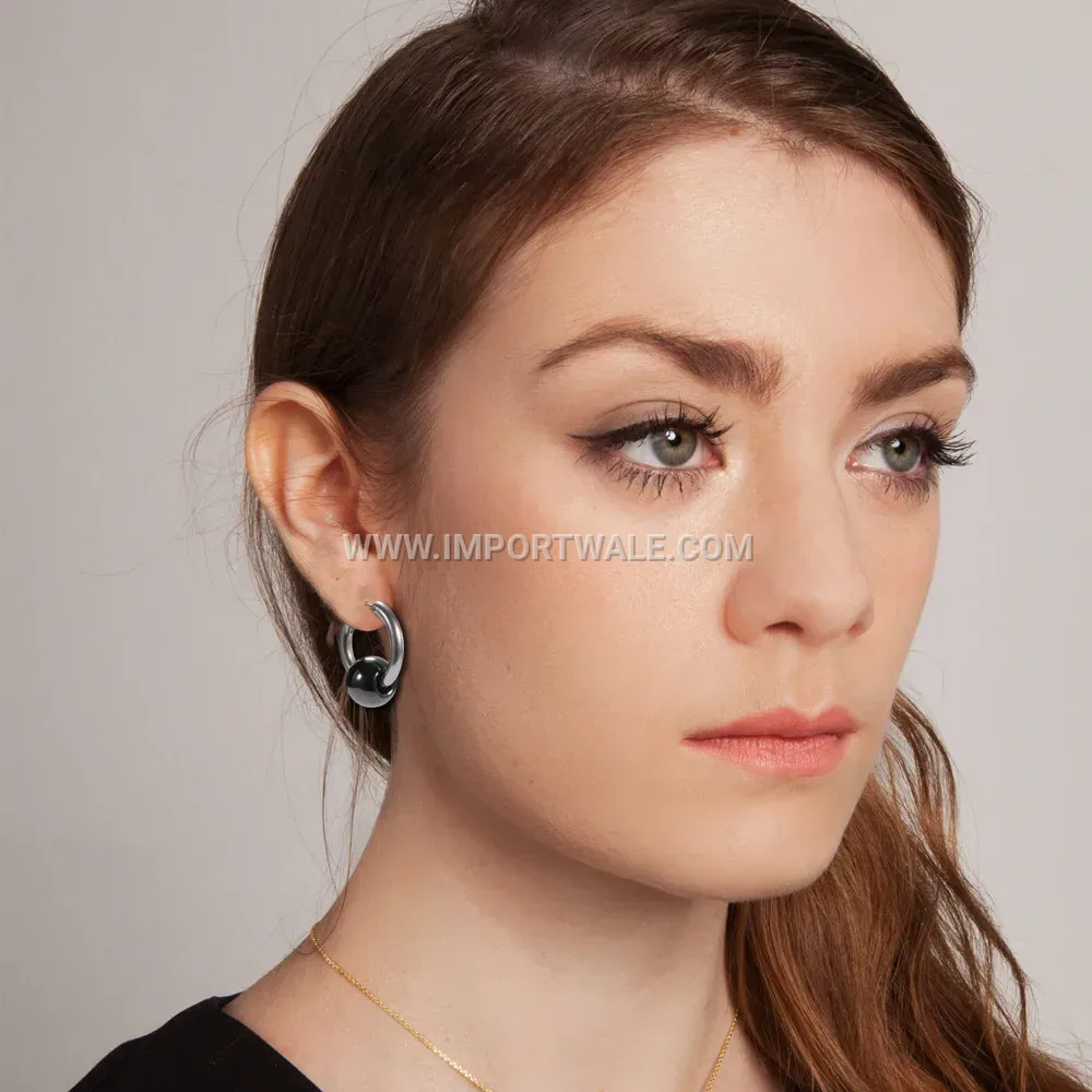 Hollow Arch Ceramic Stainless Steel Huggie Hoop Earrings