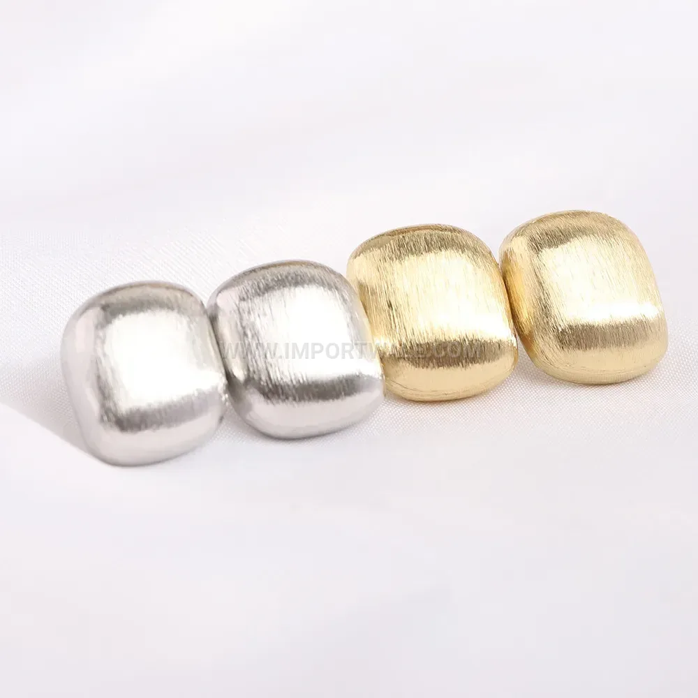 Vintage Brushed Square Stainless Steel Geometric Stud Earrings