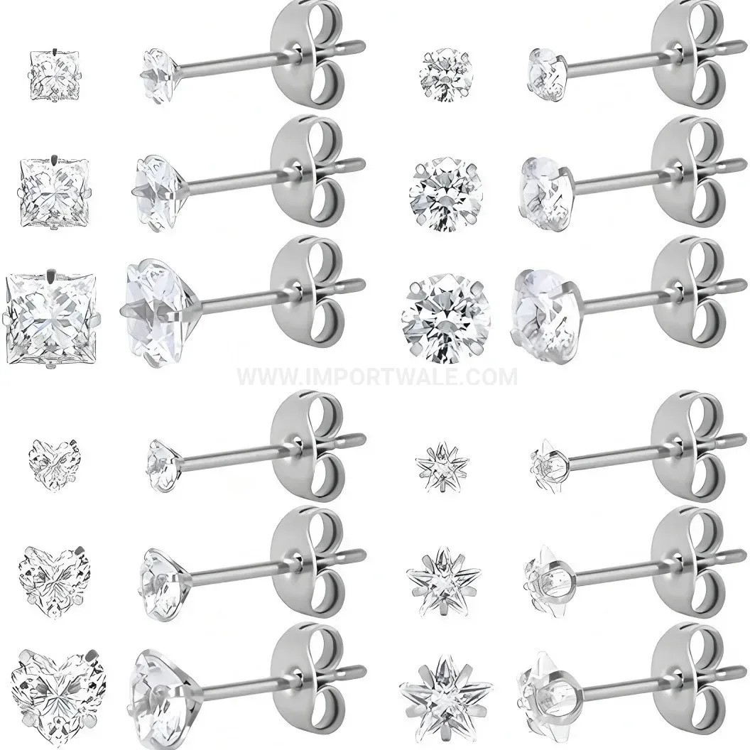 Fashion Vintage Stainless Steel Constellation Piercing Ear Stud Set