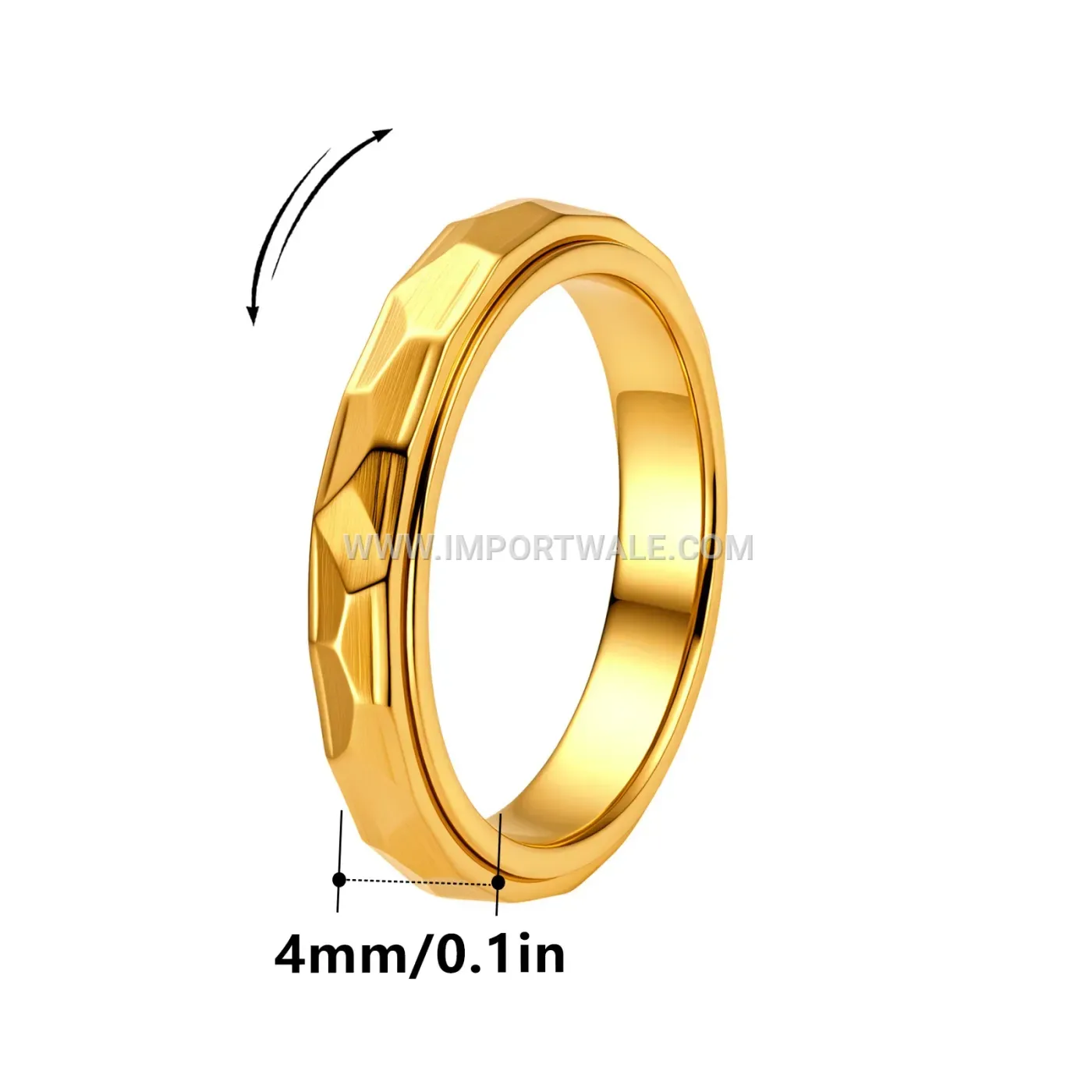 Faceted Geometric Stainless Steel Spinner Band Ring