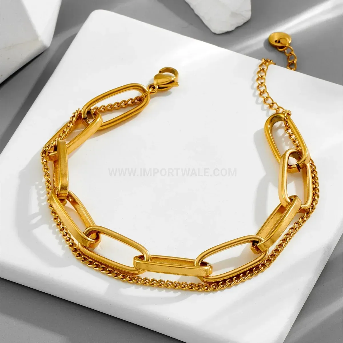 Chic Thick Chunky Titanium Steel U Shape Chain Link Bracelet
