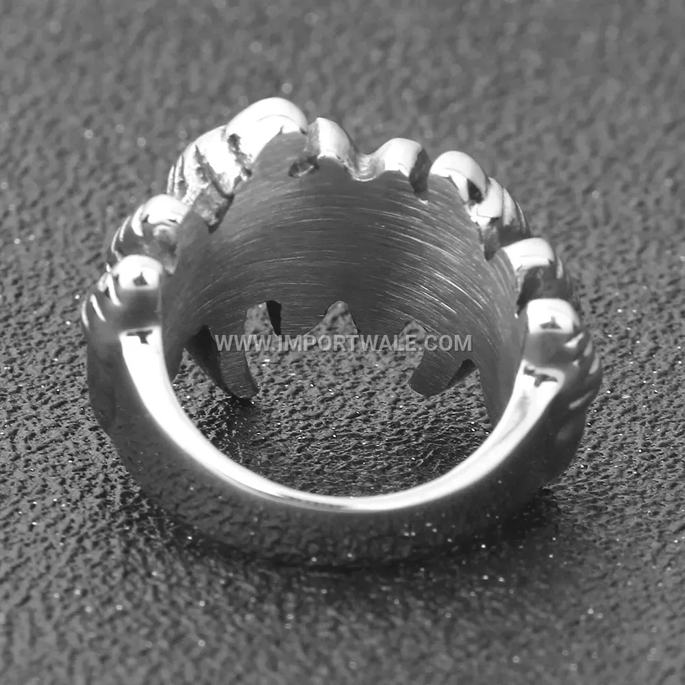 Vintage Stainless Steel Skull Claw Punk Ring