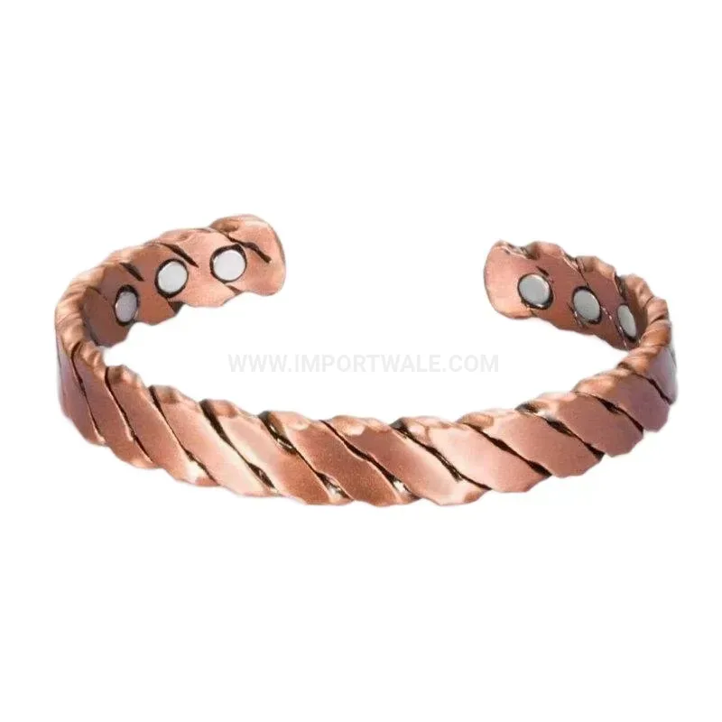 Adjustable Tri-Color Copper Magnetic Therapy Cuff Bracelet