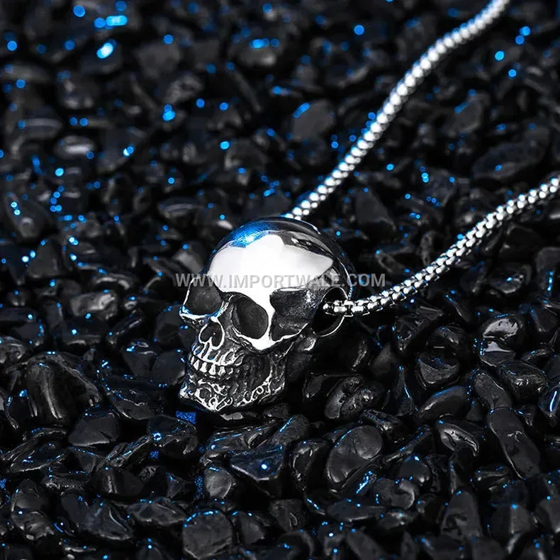 Edgy Stainless Steel Skull Pendant Necklace for Men