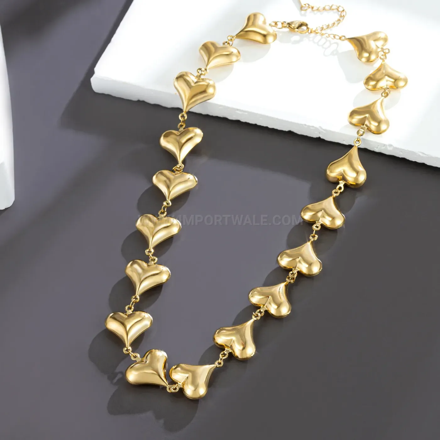 Hollow Heart Strand Gold Plated Titanium Steel Jewelry Set