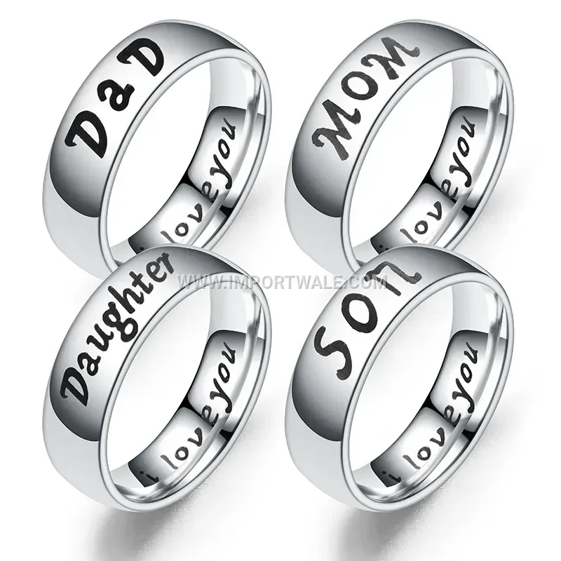 Engraved Family Stainless Steel Band Ring