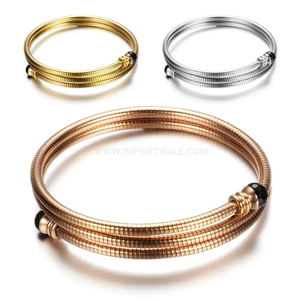 Modern Open Multi Layer Wire Stainless Steel Adjustable Cuff Bangle