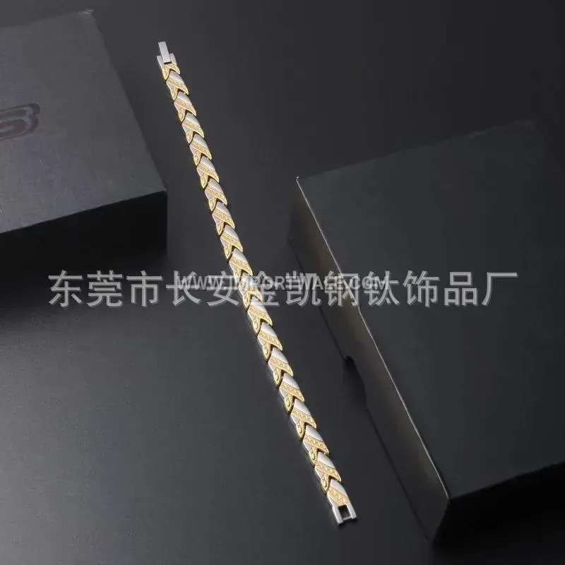 Two-Tone Stainless Steel Snake Motif Magnetic Bio Bracelet