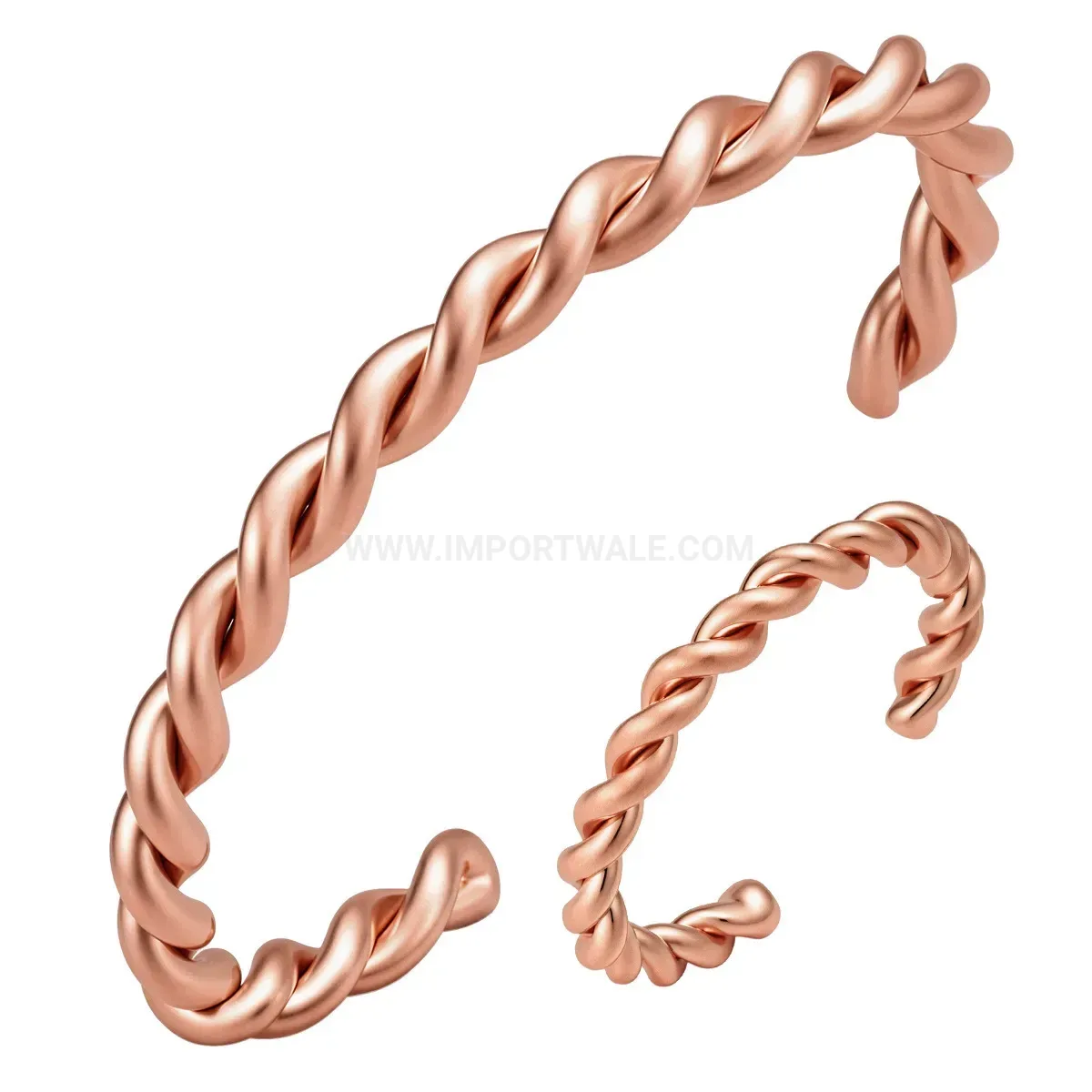 Twisted Rose Gold Copper Adjustable Bangle and Ring Set