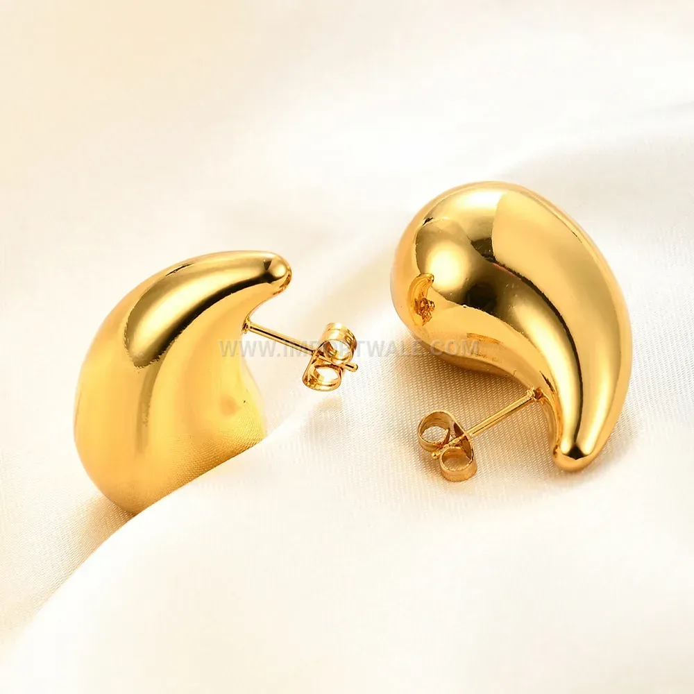 Hollow Teardrop Stainless Steel Stud Earrings