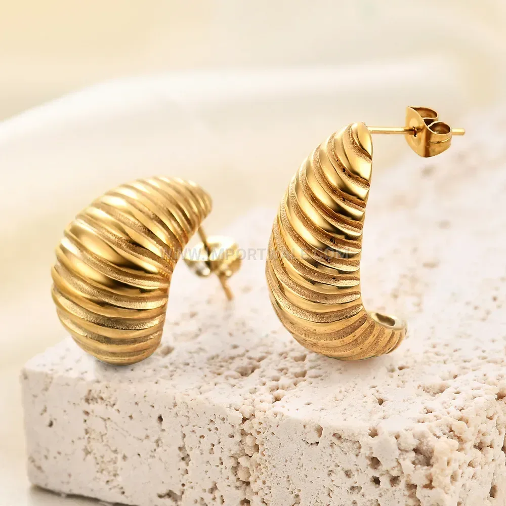 Textured Spiral Stainless Steel Stud Earrings