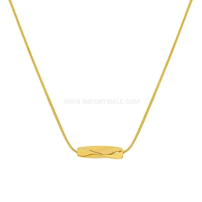 Bold Twisted Geometric Titanium Steel Pendant Necklace