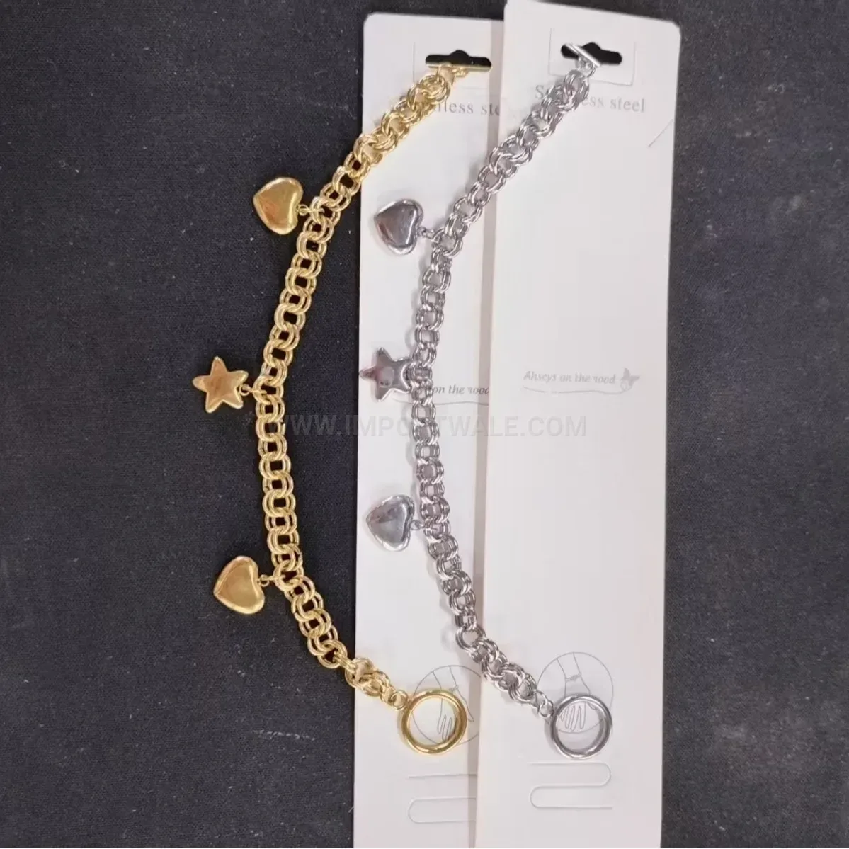 Stainless Steel Heart and Star Cuban Twist Chain Bracelet