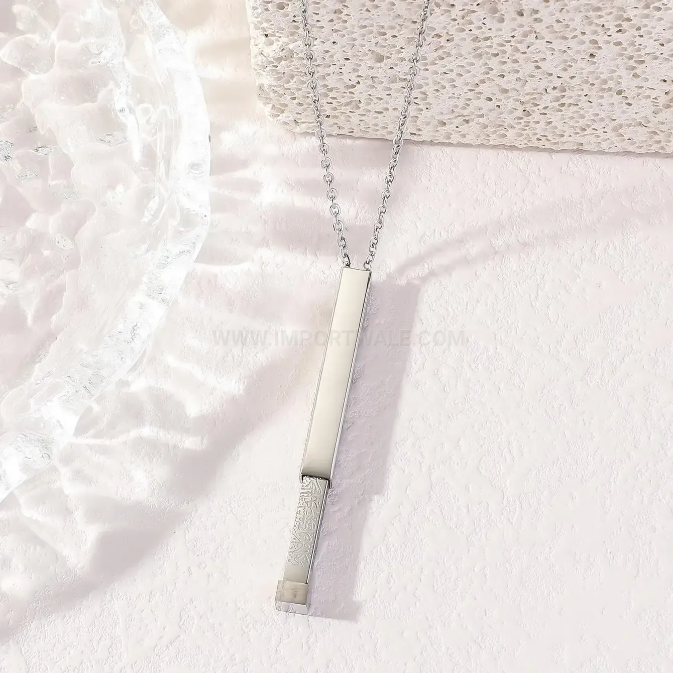 Modern Stainless Steel Ayatul Kursi Calligraphy Pendant Necklace