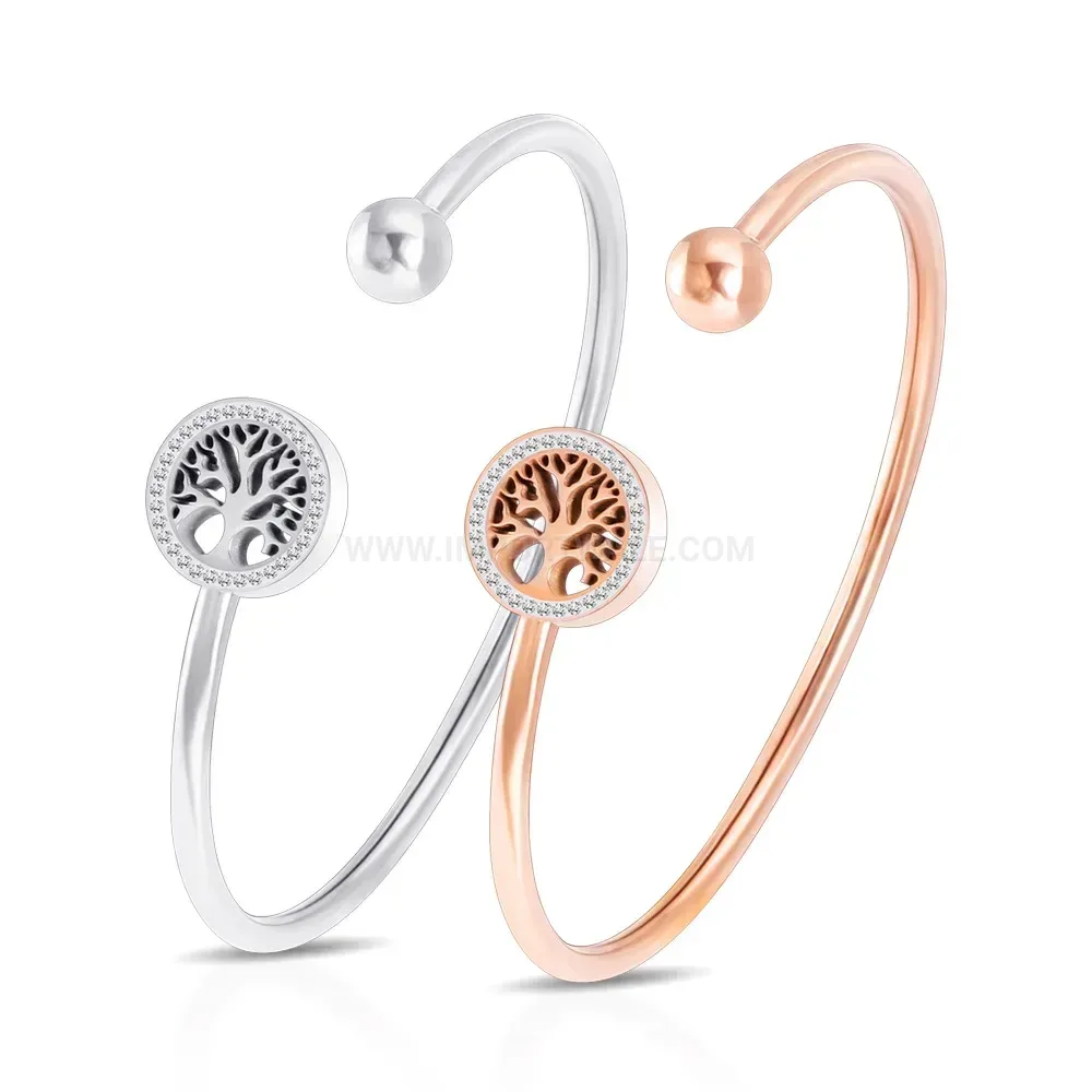 Fashion Tree of Life Open Stainless Steel Bangle