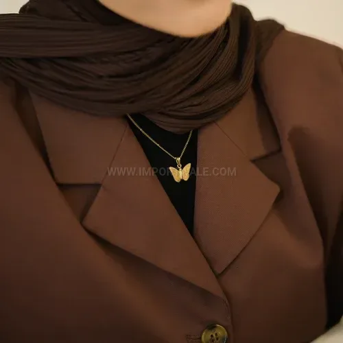 Gold Plated Butterfly Arabic Calligraphy Stainless Steel Necklace