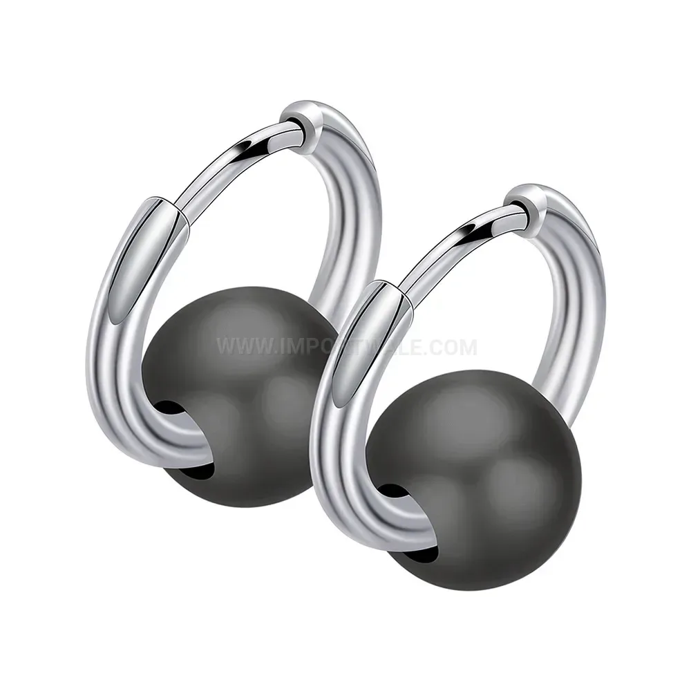 Modern Hollow Arch Ceramic and Stainless Steel Huggie Earrings