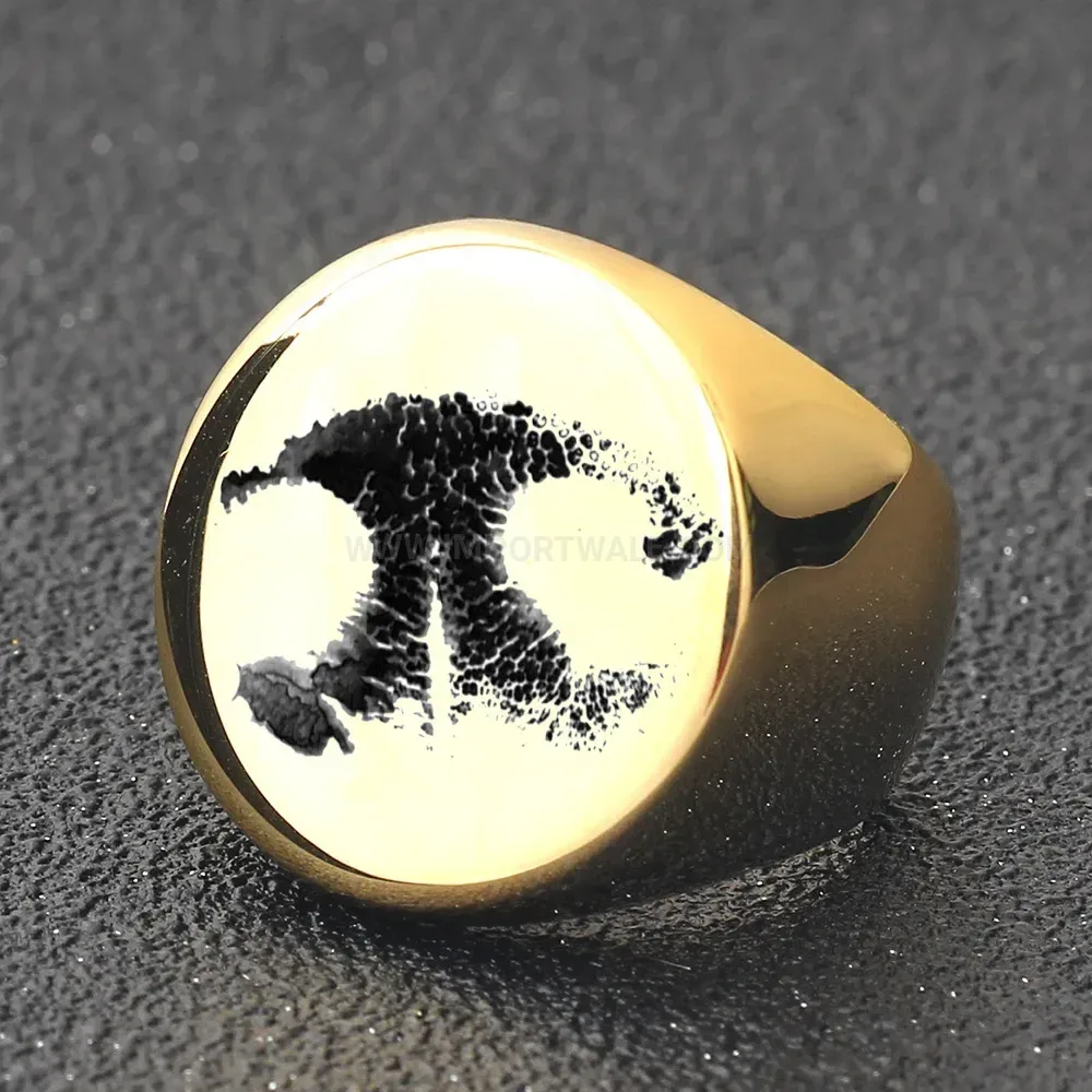 Classic Abstract Laser Engraved Stainless Steel Punk Signet Ring