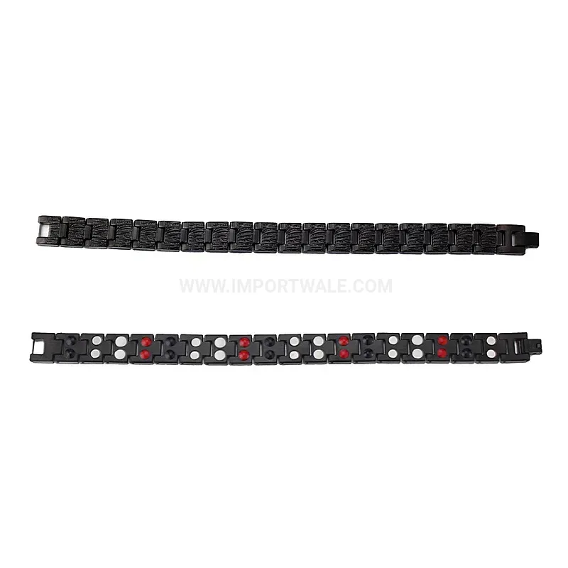 Fashion Men's Black Titanium Steel Geometric Magnetic Link Bracelet