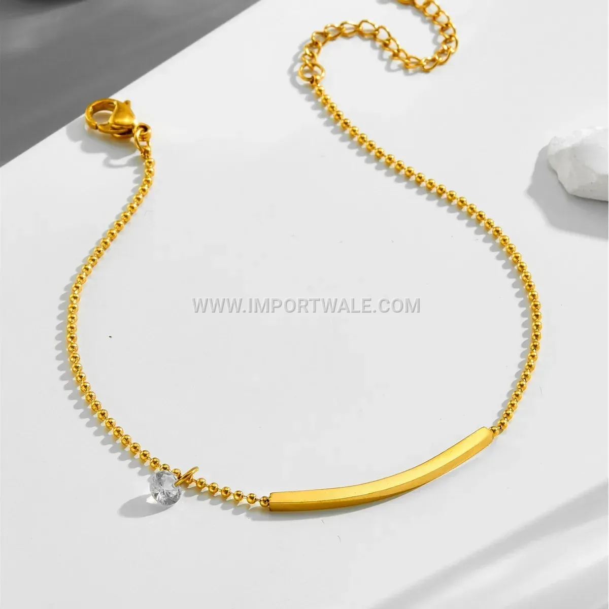 Minimalist 18K Gold Plated Smile Zircon Anklet