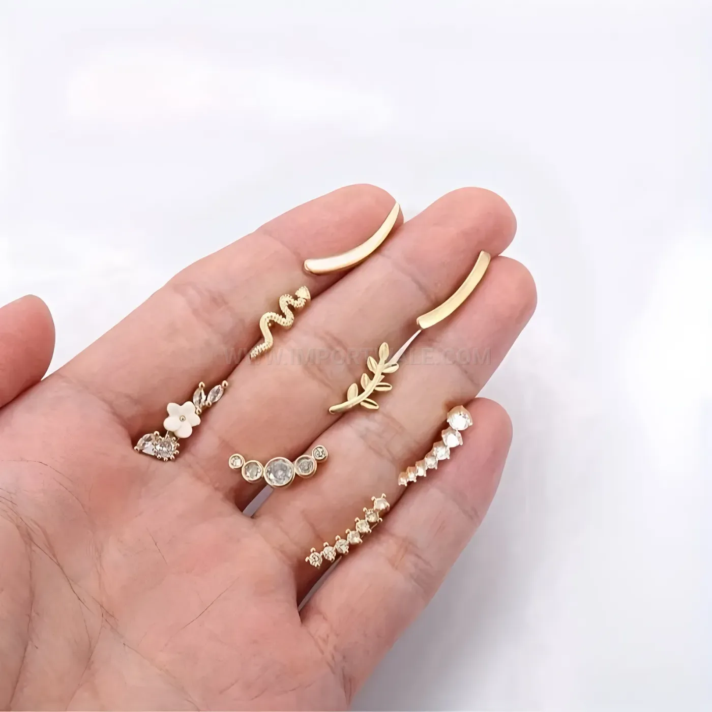 Classic Stainless Steel Flat Back Geometric Cartilage Piercing Studs