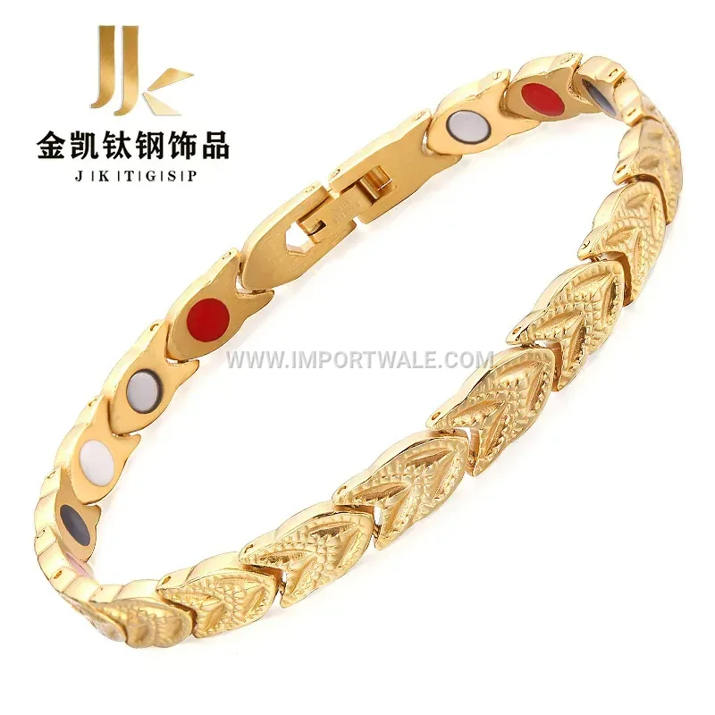 Gold Wheat Ear Magnetic Titanium Steel Health Bracelet