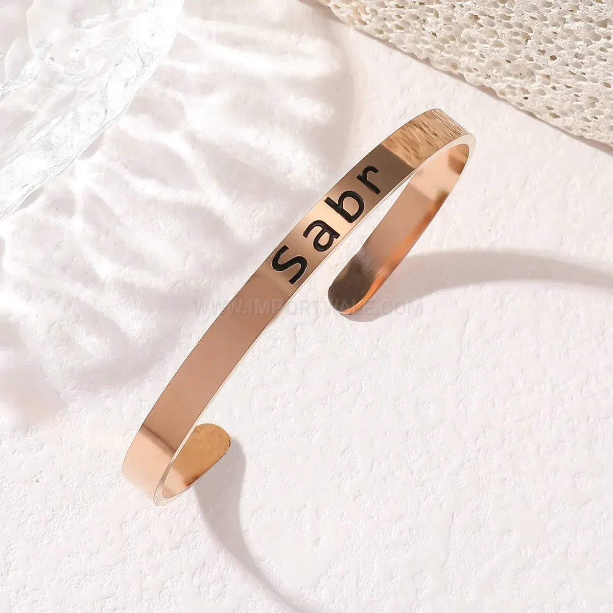 Stainless Steel Sabr Calligraphy Cuff Bangle Bracelet