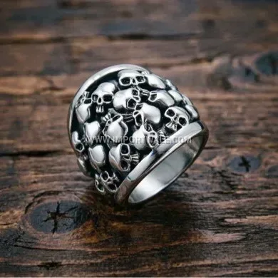 Vintage Dark Gothic Skull Stainless Steel Band Ring