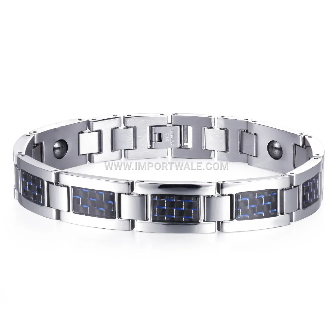 Chain Link Titanium Stainless Steel Magnetic Accent Bracelet
