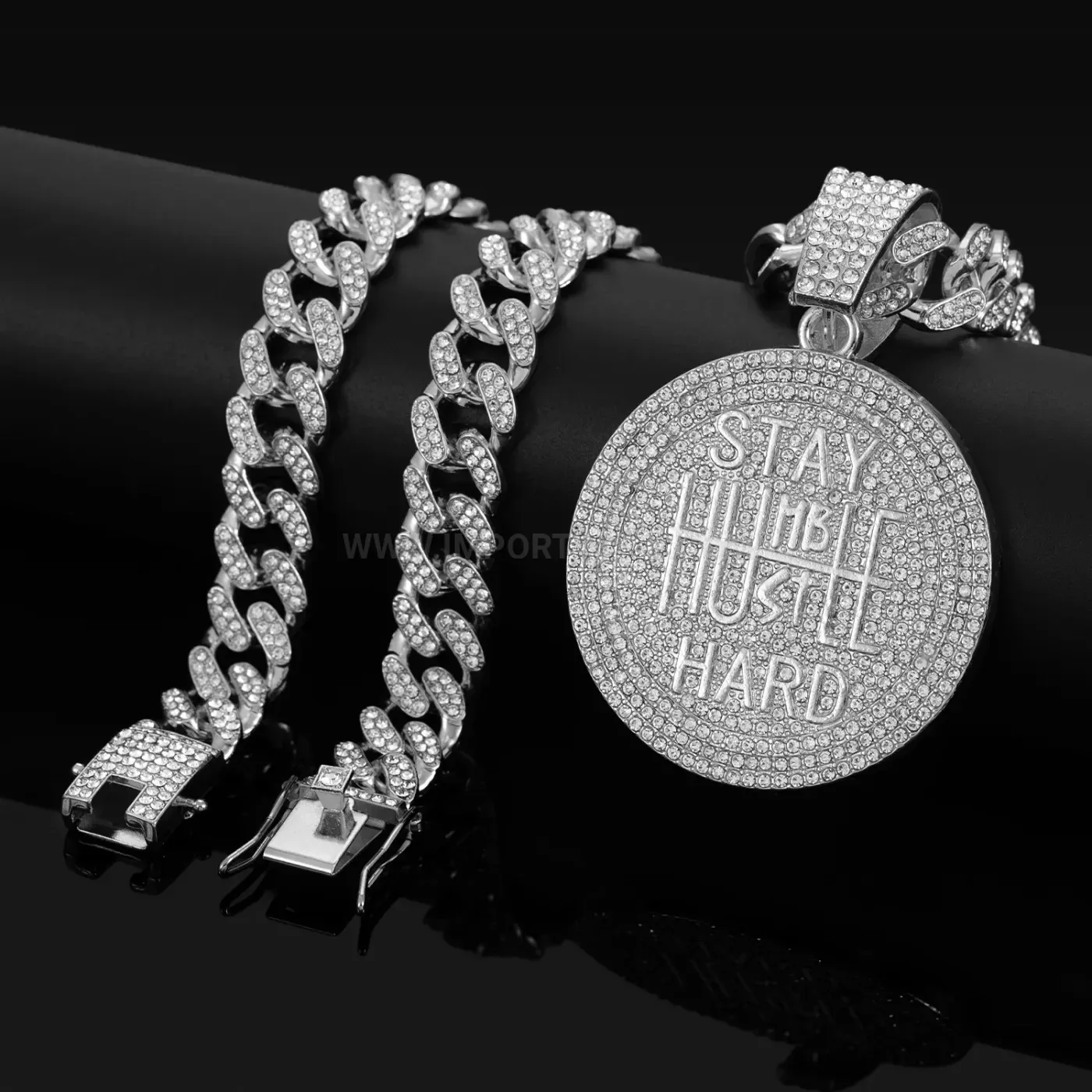 Plated Letter Graphic Pendant with Heavyweight Cuban Chain