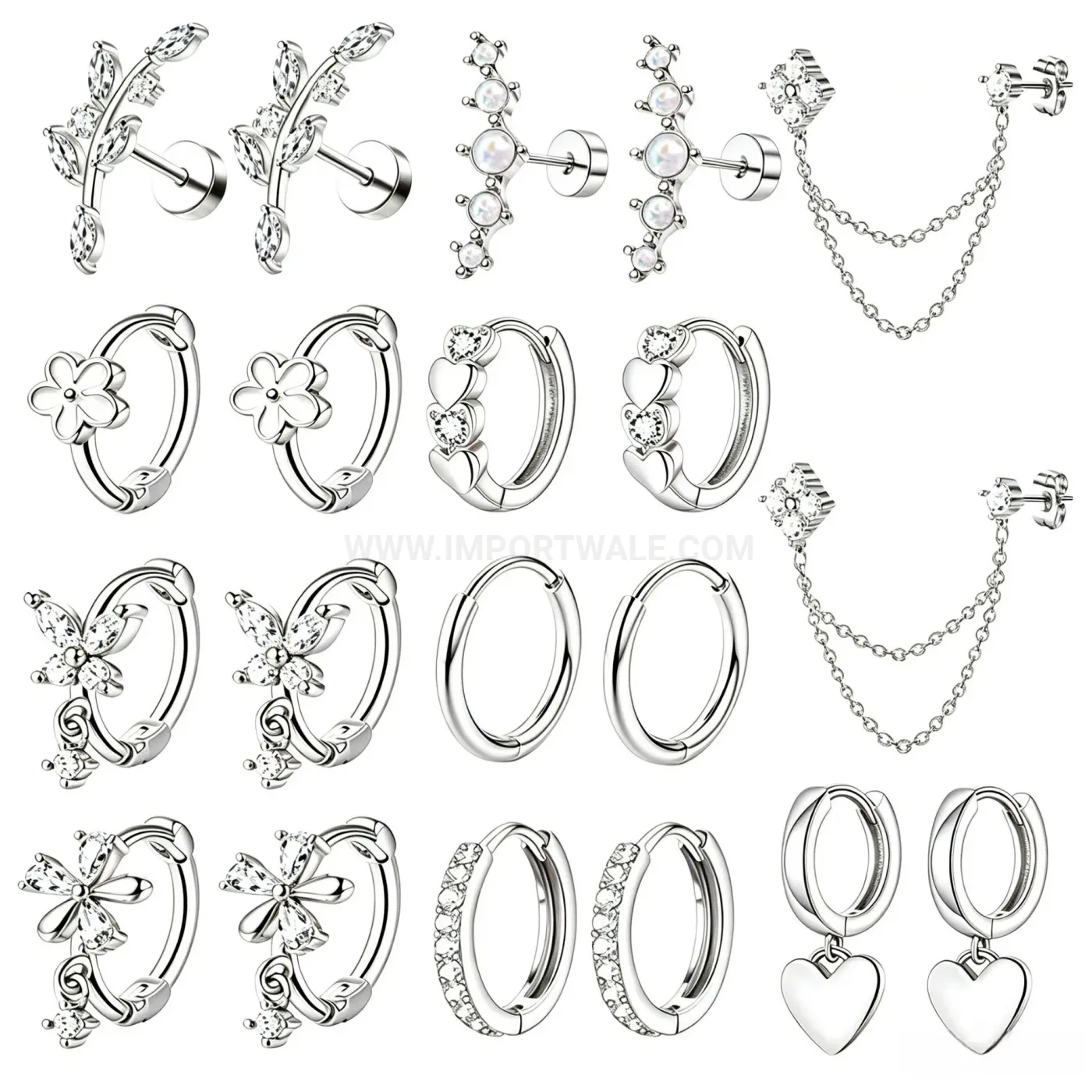 Stylish Sleek Stainless Steel Flat Back Cartilage Piercing Hoop Set
