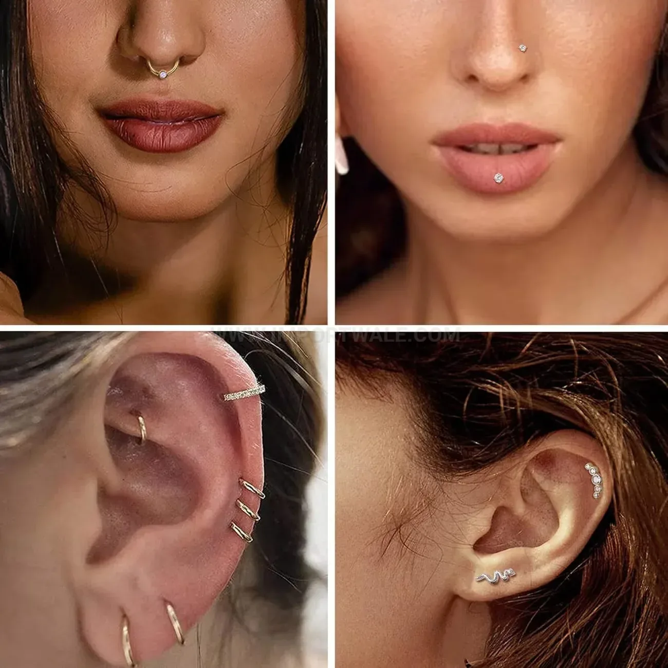 Premium Geometric Stainless Steel Piercing Jewelry Set for Ear Nose and Lip